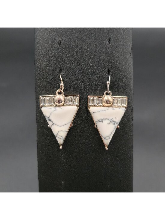Jewelry - Geometric Boho Howlite Triangle Stone Dangle Earrings A7555